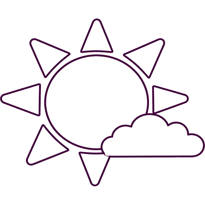 Blank sun and cloud coloring page