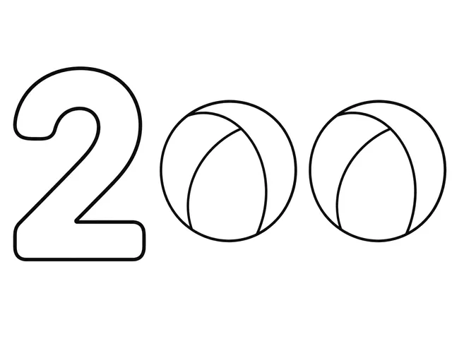 Count 2 Balls black-and-white printable coloring page for Toddler, two large round objects with a clear counting numeral