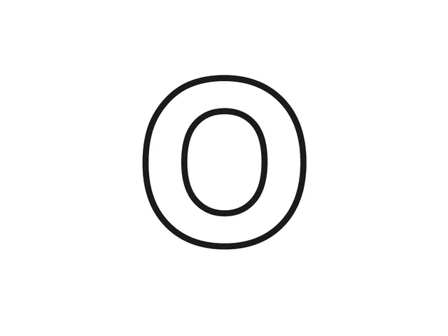 Letter O black-and-white printable coloring page for Toddler, large round letter with one broad enclosed center