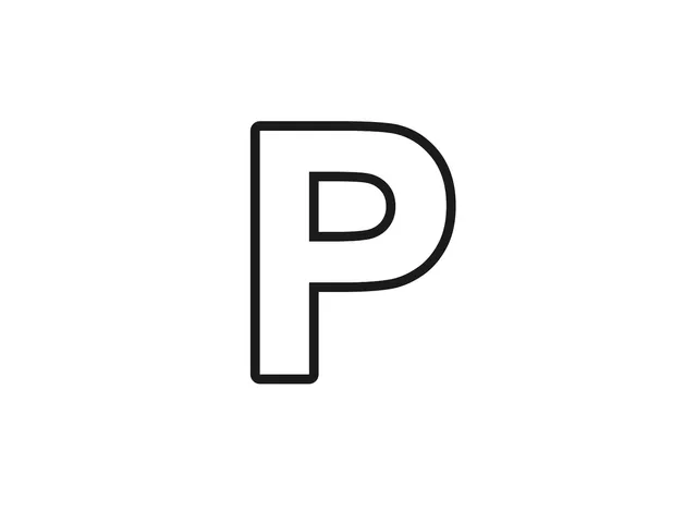 Letter P black-and-white printable coloring page for Toddler, bold letter with a straight side and rounded top pocket