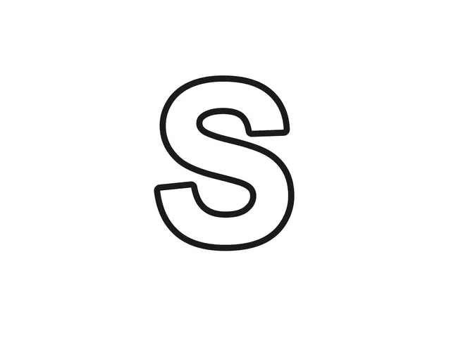 Letter S black-and-white printable coloring page for Toddler, smooth curved letter with broad winding sections