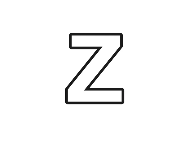 Letter Z black-and-white printable coloring page for Toddler, bold letter with two wide bars and a diagonal stroke
