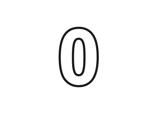 Number 0 black-and-white printable coloring page for Toddler, large round numeral with one broad enclosed shape