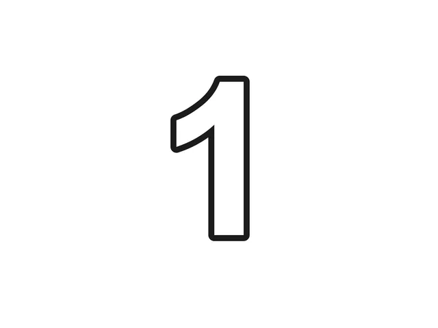 Number 1 black-and-white printable coloring page for Toddler, simple numeral with a straight body and broad base