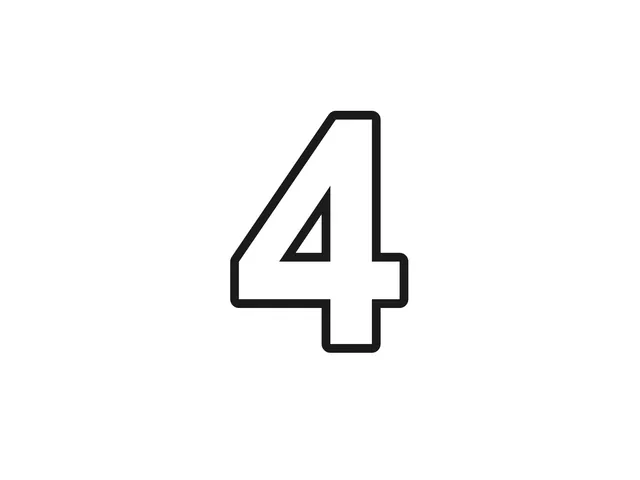 Number 4 black-and-white printable coloring page for Toddler, bold numeral with a diagonal, crossbar, and straight side