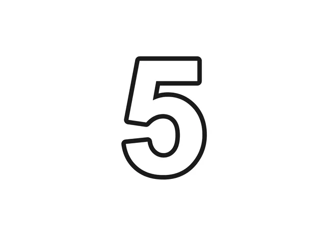 Number 5 black-and-white printable coloring page for Toddler, bold numeral with a broad top and rounded lower curve