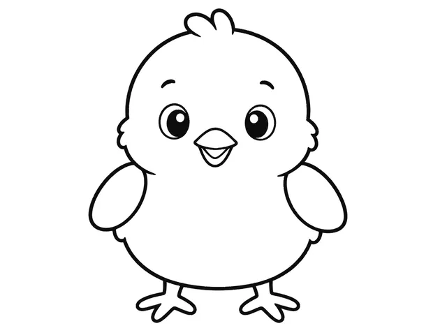 Chick black-and-white printable coloring page for Preschool, bold outlines and large easy-to-color shapes for a Chick coloring page