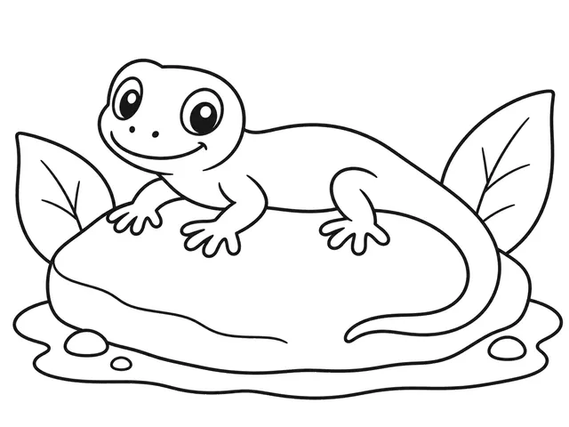 Lizard black-and-white printable coloring page for Toddler, Lizard with a long tail and four clear legs.