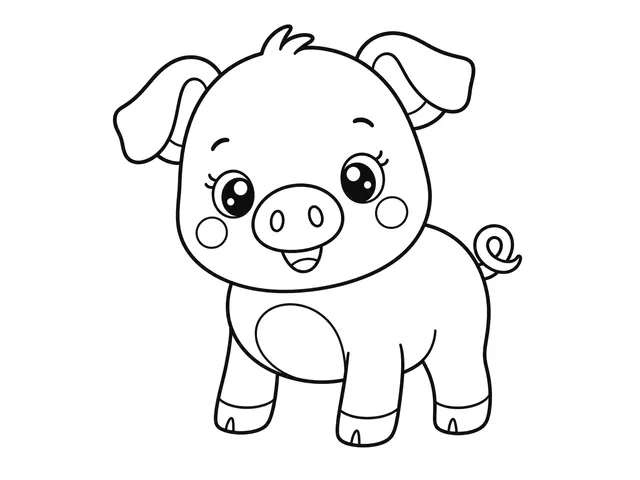 Piglet black-and-white printable coloring page for Toddler, Piglet with a clear round snout and simple body.