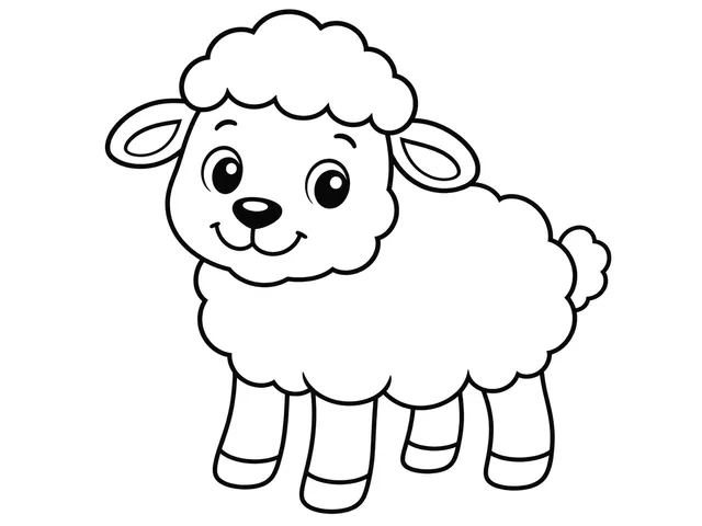 Sheep black-and-white printable coloring page for Toddler, bold outlines and large easy-to-color shapes for a Sheep coloring page