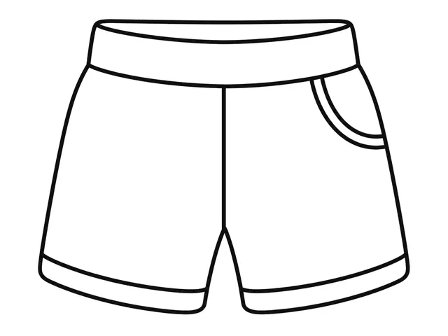 Shorts black-and-white printable coloring page for Toddler, simple shorts with two broad legs and a clear waistband