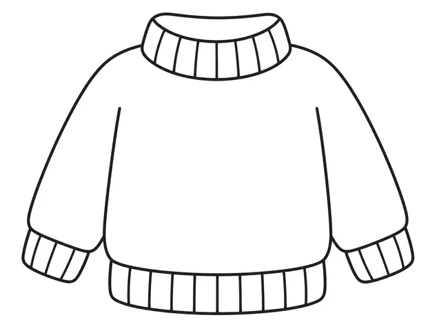 Sweater black-and-white printable coloring page for Toddler, cozy sweater with long sleeves and a broad front