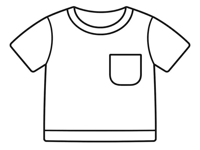 T-Shirt black-and-white printable coloring page for Toddler, simple T-shirt with broad sleeves and a large front