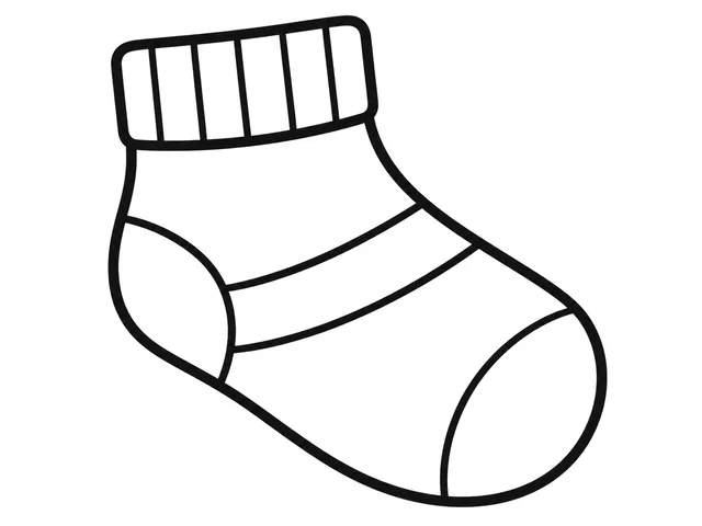 Sock black-and-white printable coloring page for Toddler, large sock with a clear cuff and rounded heel