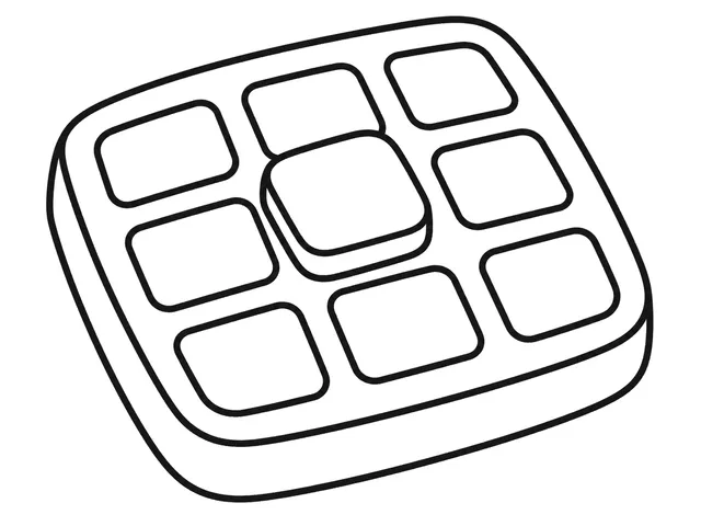 Waffle black-and-white printable coloring page for Preschool, bold outlines and large easy-to-color shapes for a Waffle coloring page
