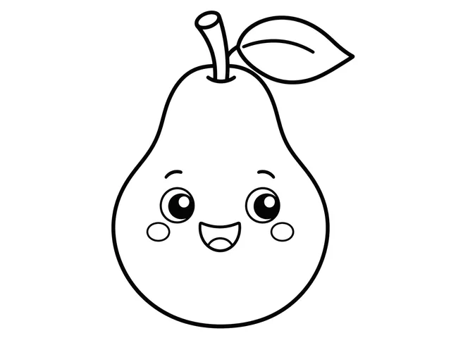 Pear black-and-white printable coloring page for Toddler, simple pear with a narrow stem and rounded body