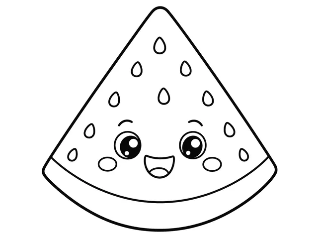 Watermelon black-and-white printable coloring page for Preschool, bold outlines and large easy-to-color shapes for a Watermelon coloring page