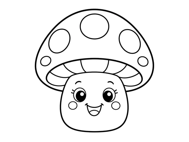 Mushroom black-and-white printable coloring page for Toddler, Mushroom with a wide cap and simple stem.