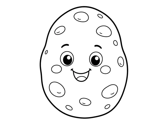 Potato black-and-white printable coloring page for Toddler, rounded potato with a simple uneven outline and broad spaces
