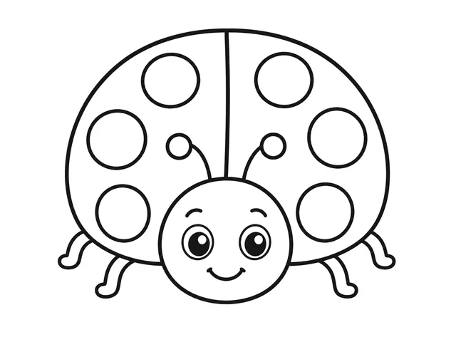 Ladybug black-and-white printable coloring page for Toddler, round spotted insect friend with large enclosed shapes