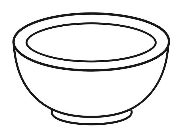 Bowl black-and-white printable coloring page for Toddler, round bowl with a wide rim and deep open center