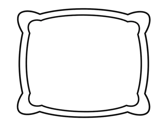 Pillow black-and-white printable coloring page for Toddler, soft pillow with a broad rounded shape and clear seam