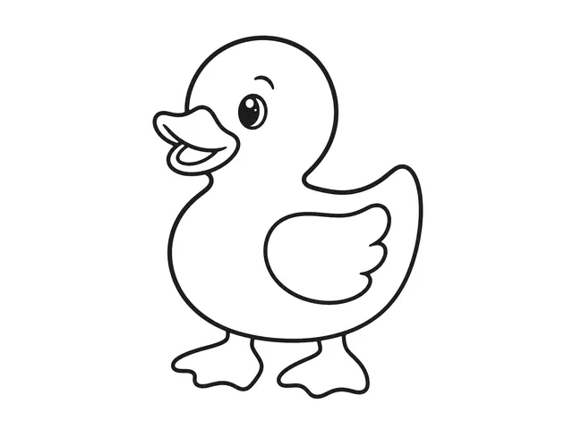 Rubber Duck black-and-white printable coloring page for Toddler, Round duck shape with a clear bill and open body area.