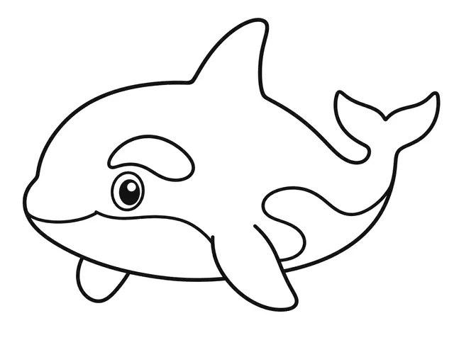 Orca black-and-white printable coloring page for Preschool, bold outlines and large easy-to-color shapes for a Orca coloring page
