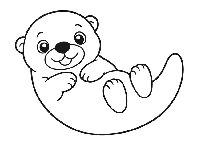Sea Otter black-and-white printable coloring page for Preschool, bold outlines and large easy-to-color shapes for a Sea Otter coloring page