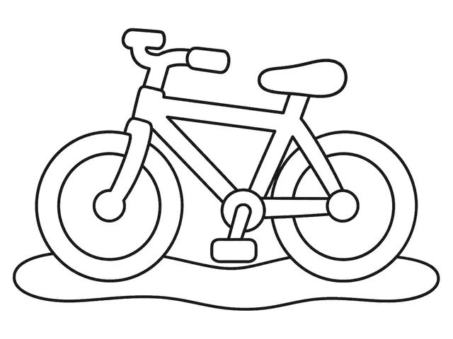 Bicycle black-and-white printable coloring page for Toddler, clear bicycle with two large wheels and simple frame lines