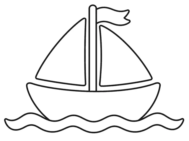 Boat black-and-white printable coloring page for Toddler, bold outlines and large easy-to-color shapes for a Boat coloring page