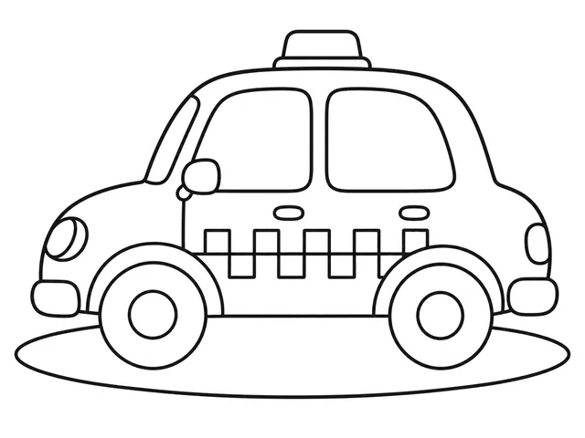 Taxi black-and-white printable coloring page for Toddler, bold outlines and large easy-to-color shapes for a Taxi coloring page
