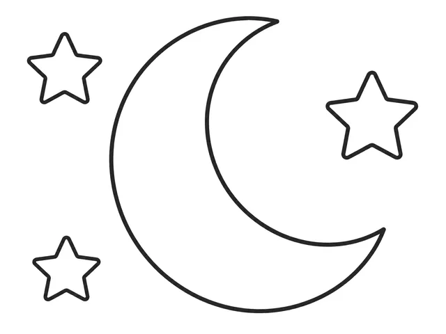 Moon black-and-white printable coloring page for Toddler, simple crescent moon with a smooth open curve