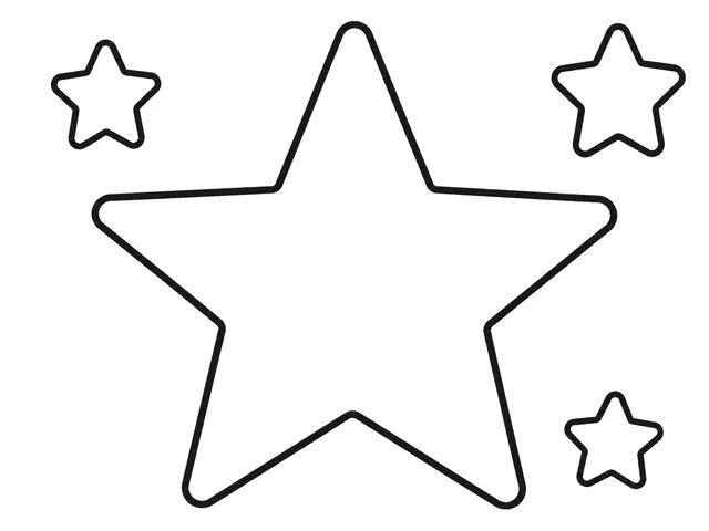 Star black-and-white printable coloring page for Toddler, large five-point star with bold enclosed sections