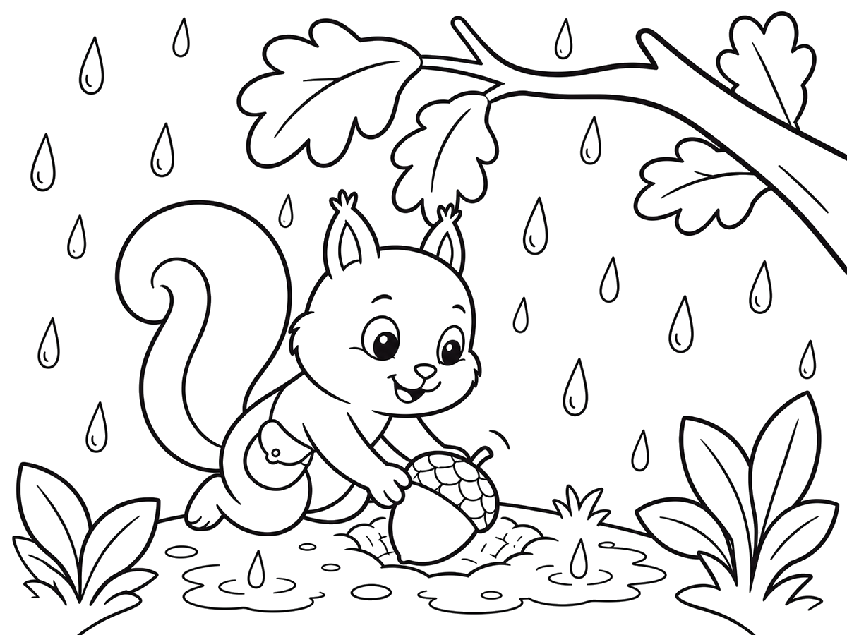雨が土をやわらかくするのぬりえページ