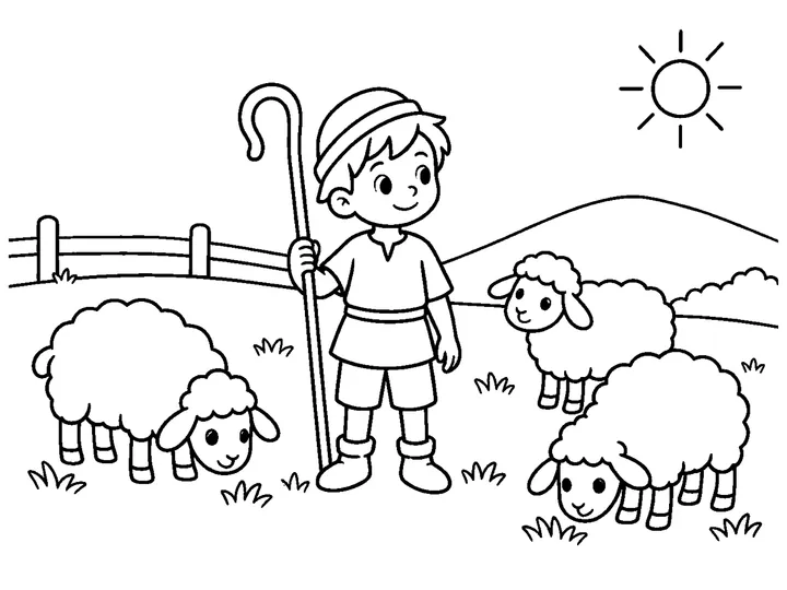 The Boy Who Cried Wolf story coloring page