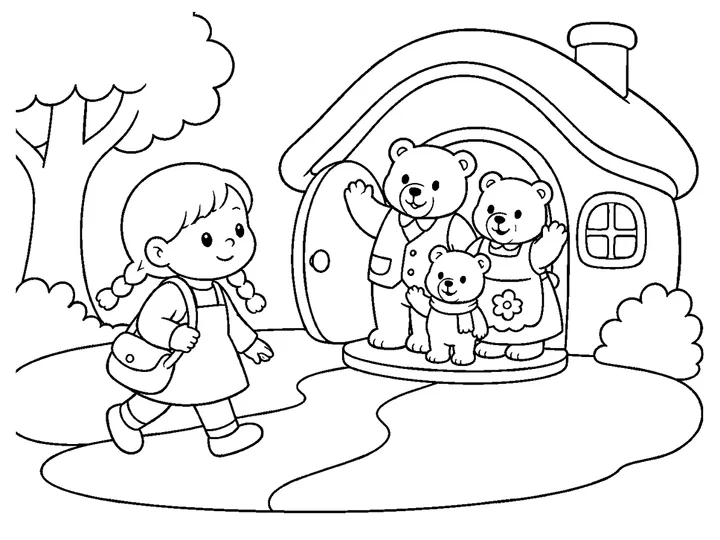 Goldilocks and the Three Bears coloring story preview