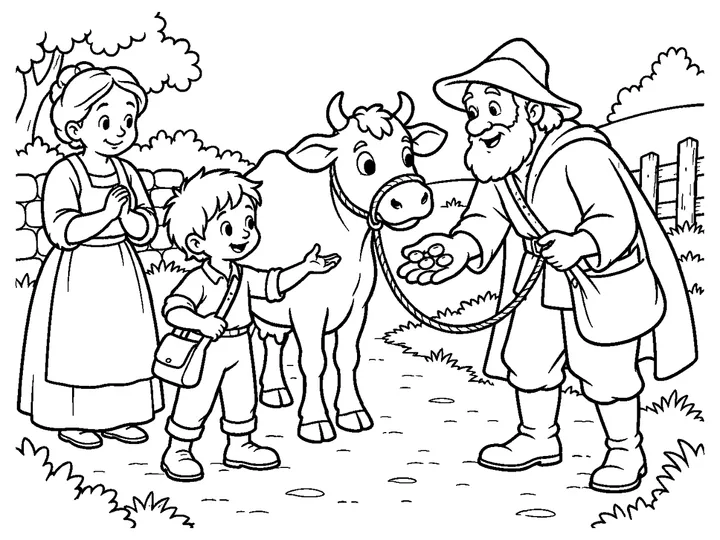 Jack and the Beanstalk coloring story preview