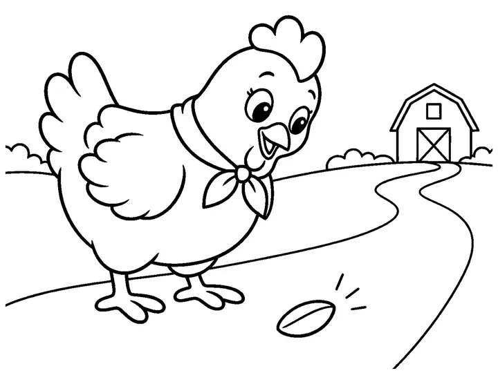 The Little Red Hen coloring story preview