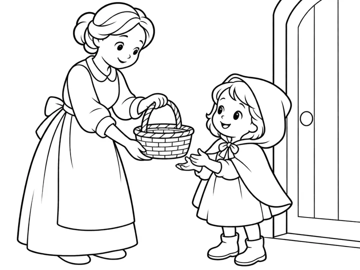 Little Red Riding Hood coloring story preview