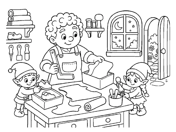 The Shoemaker and the Elves coloring story preview