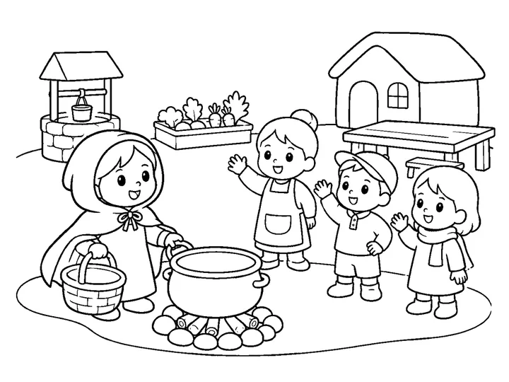 Stone Soup coloring story preview