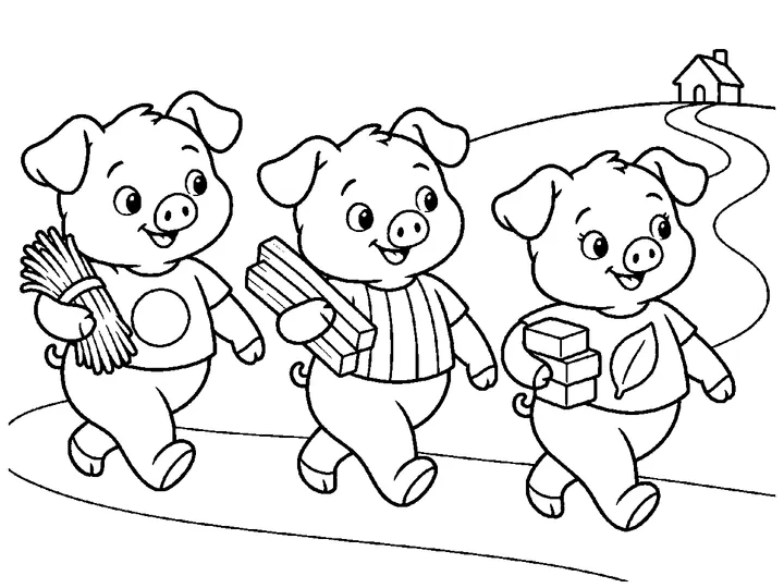 The Three Little Pigs coloring story preview
