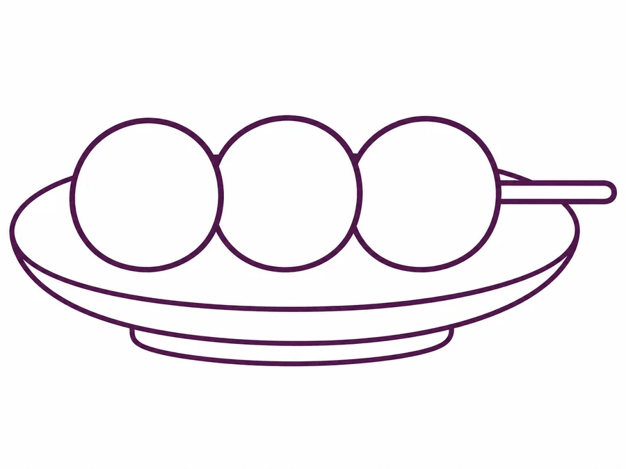 Dango Skewer coloring page with clear uncolored outlines