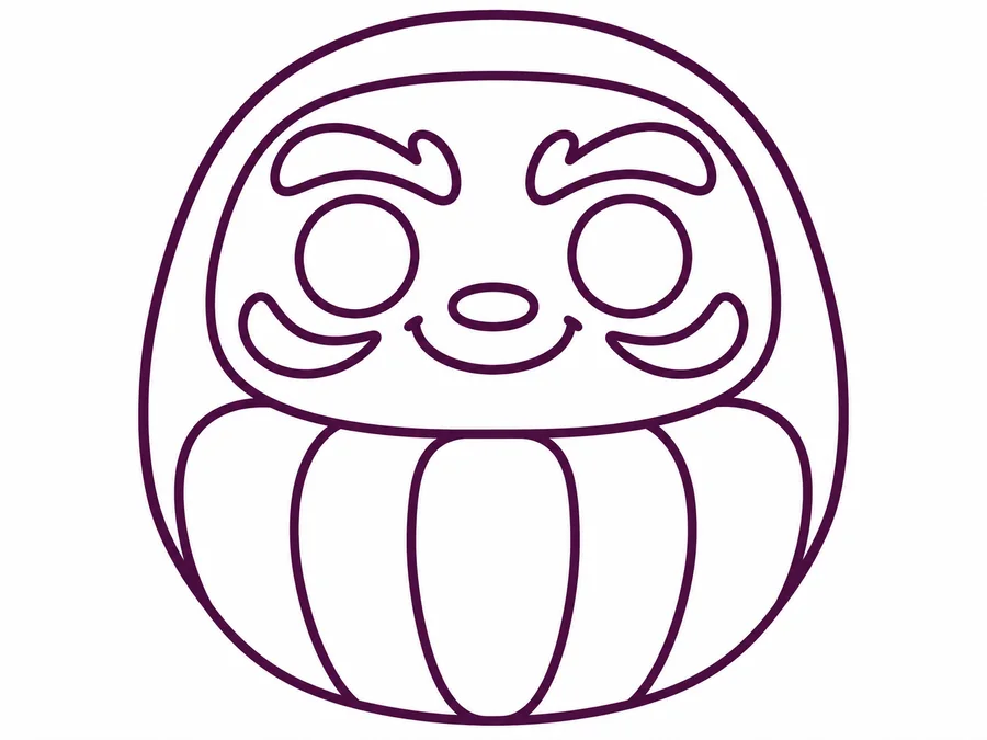 Daruma Doll coloring page with clear uncolored outlines