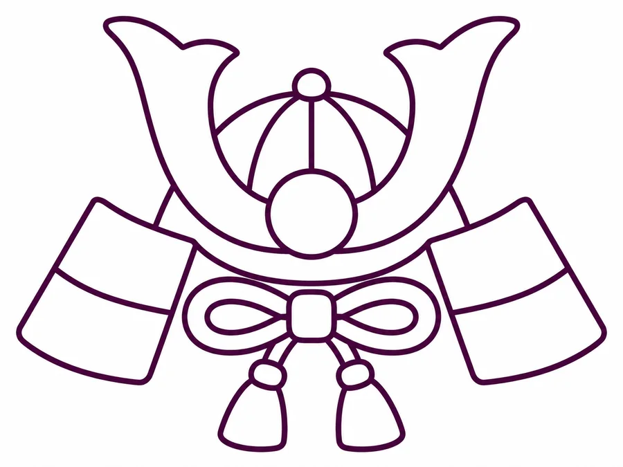 Children's Day Helmet coloring page with clear uncolored outlines