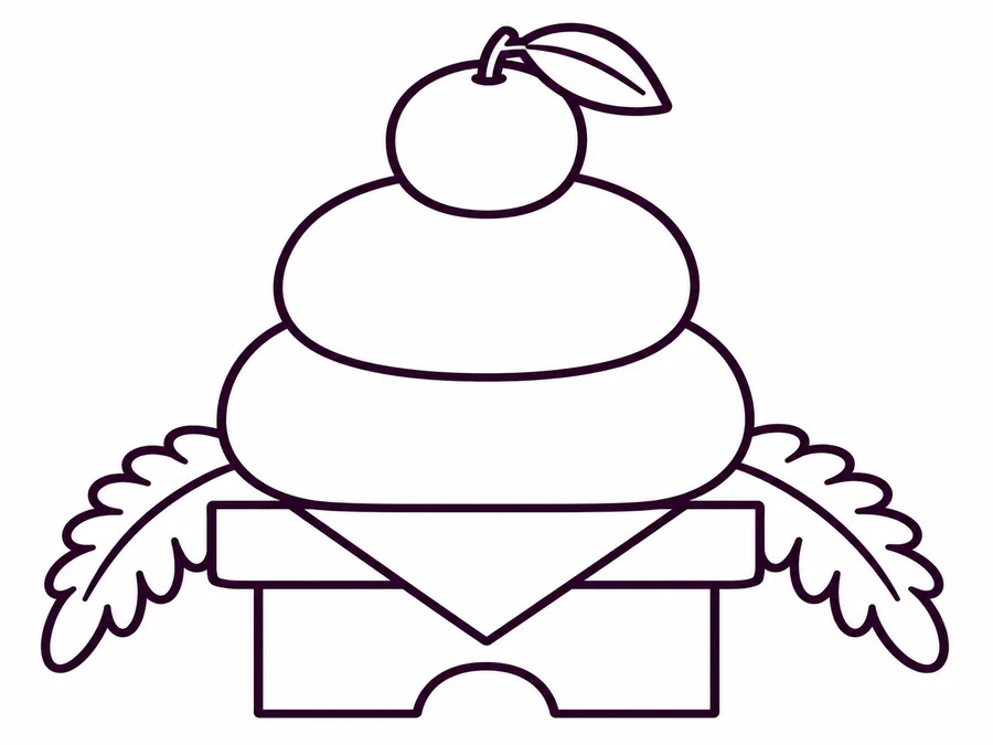 New Year Kagami Mochi coloring page with clear uncolored outlines