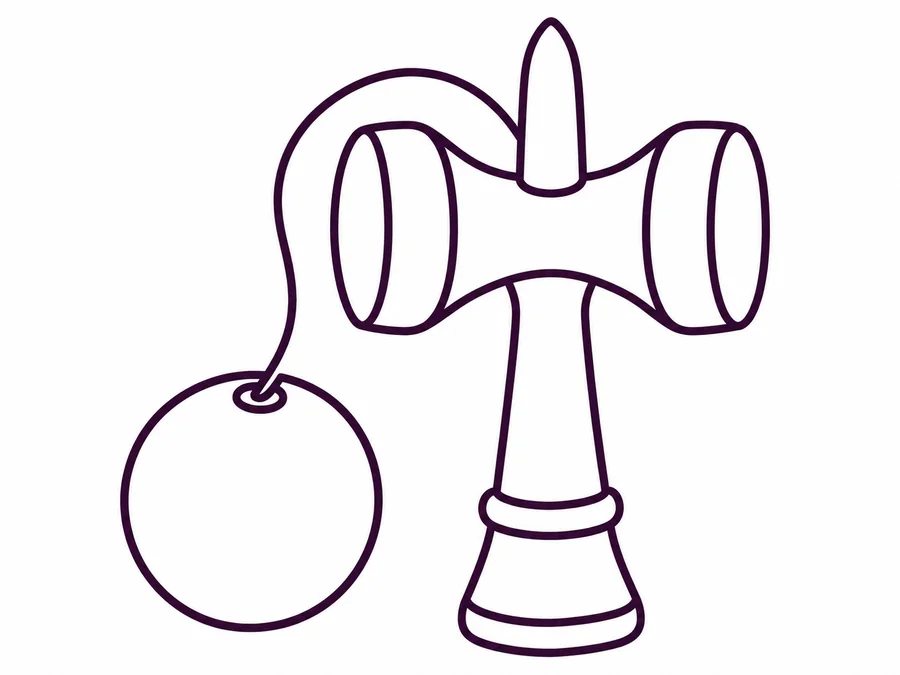 Kendama Toy coloring page with clear uncolored outlines