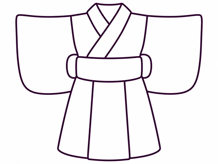 Kimono coloring page with clear uncolored outlines