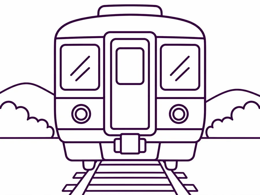 Local Train coloring page with clear uncolored outlines